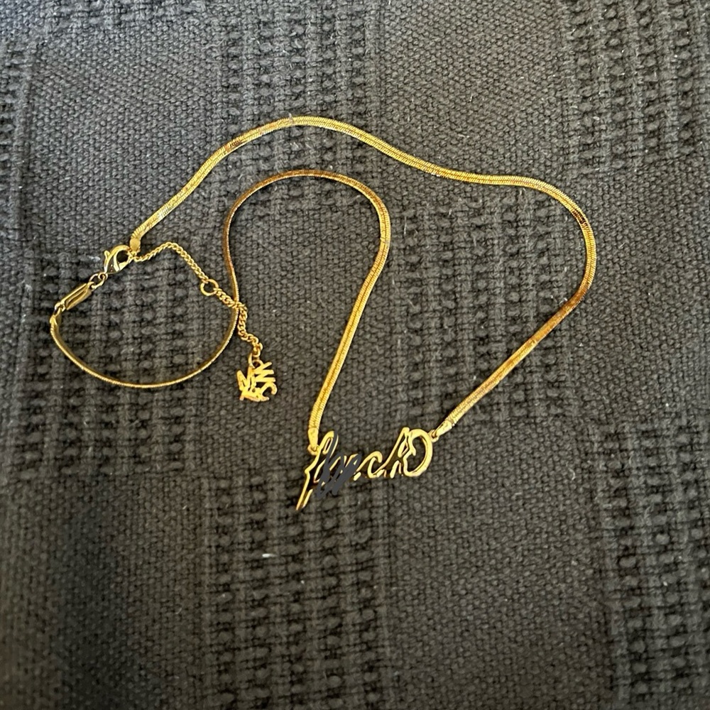 gold plated f*** script necklace